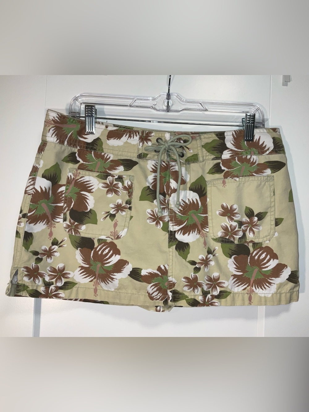Old Navy Floral Drawstring Skorts - Beige, Brown & Green